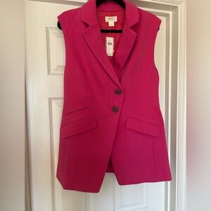 Anthropologie Maeve Barbie Core Link longline vest, size Small, NWT